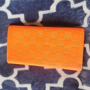 Louis Vuitton Neon Orange Damier Long Bifold Wallet